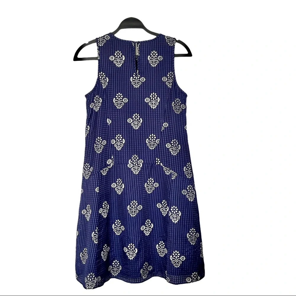 Madewell Silk/Cotton Blue/Purple Flowerstamp Sheath Dress Size XS